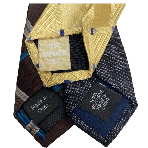 MICHAEL KORS Bundle of 3 Mens Ties Silk Neckties Brown Yellow Black Wovens - Picture 4 of 10